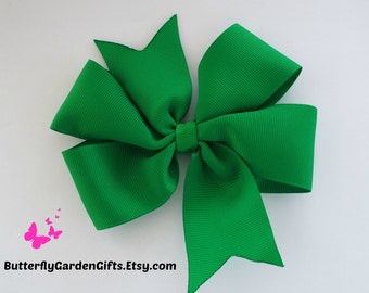 Green pinwheel hair bow clip