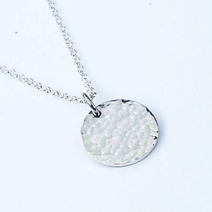 Sterling Silver Hammered Texture Disc Pendant with chain - perfect for everyday wear
