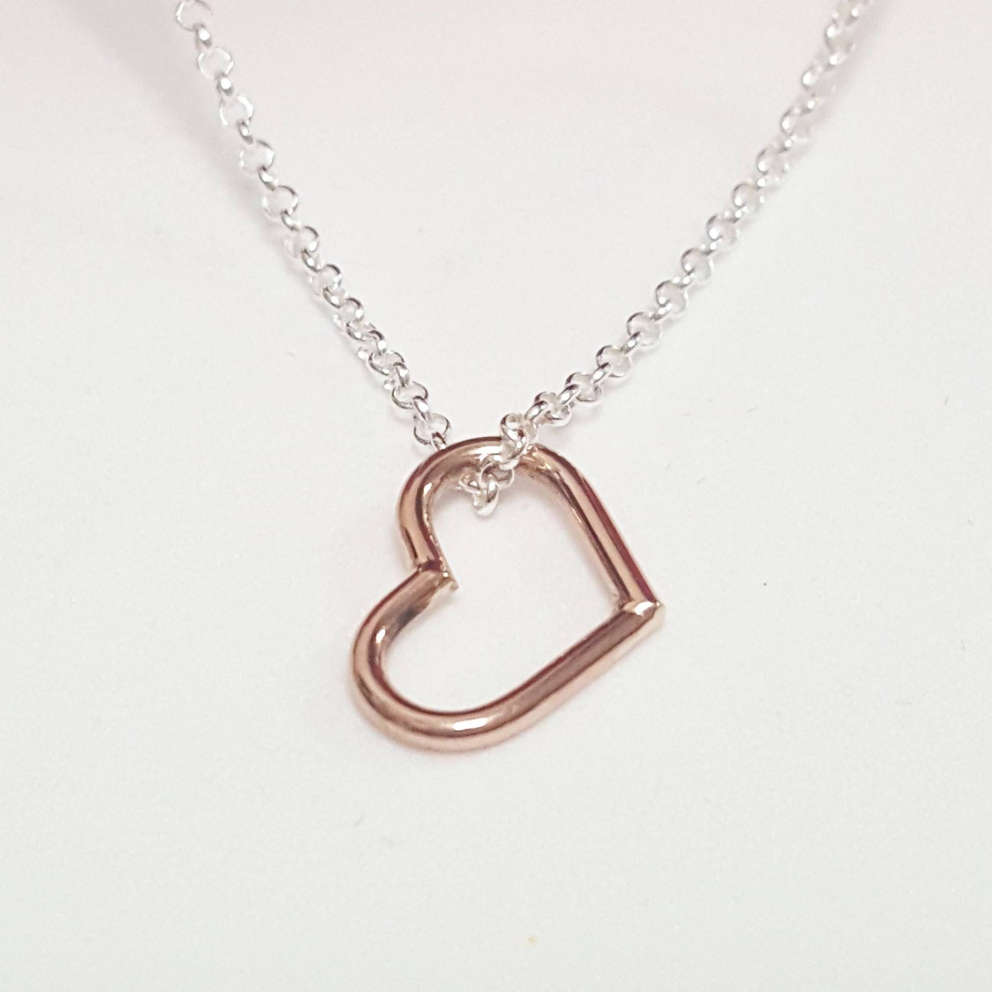 9ct Rose Gold Open Heart Pendant Charm 