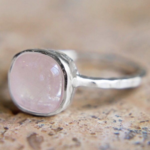 Rose Quartz Ring - with Textured Sterling Silver