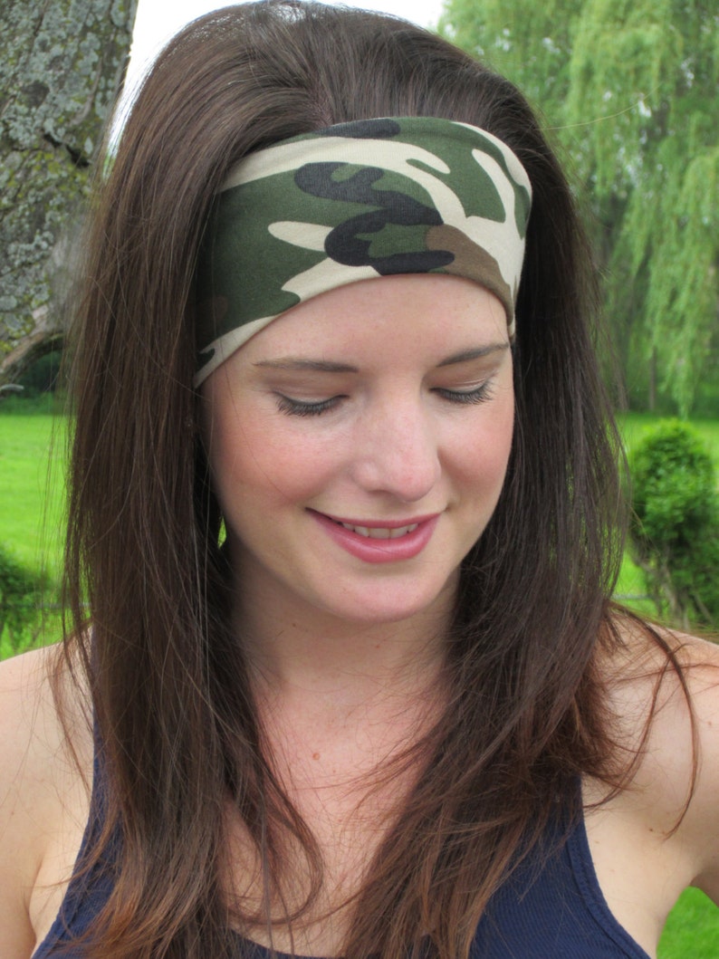 Camouflage Headband Green Black and Brown Beige Camouflage Etsy