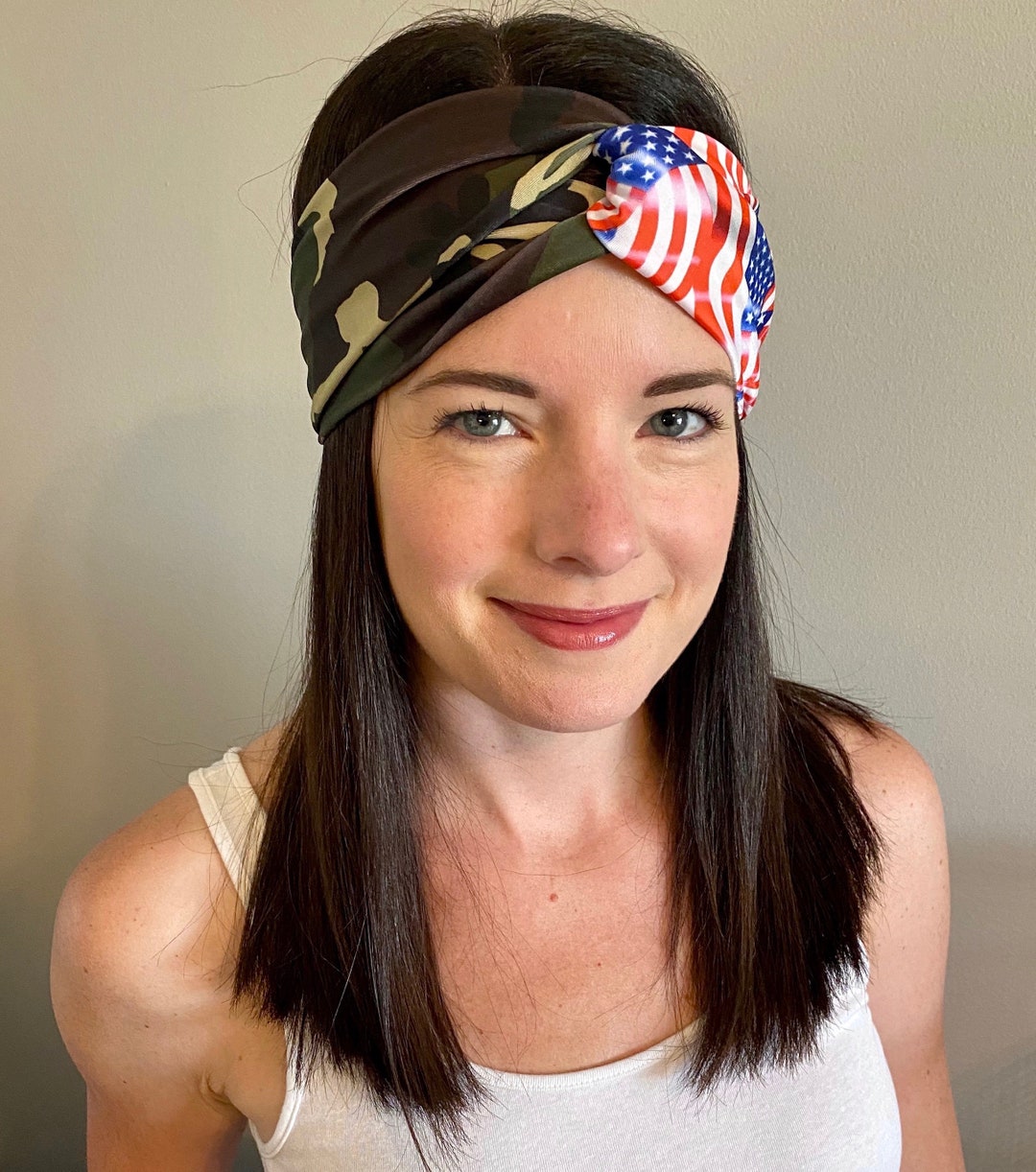 Camouflage Flag Twist Headband, Warrior Run Headbands,veterans Headband