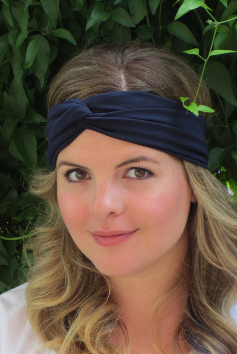 Navy Blue Headband Jersey Turband Headband Soft Stretch Etsy