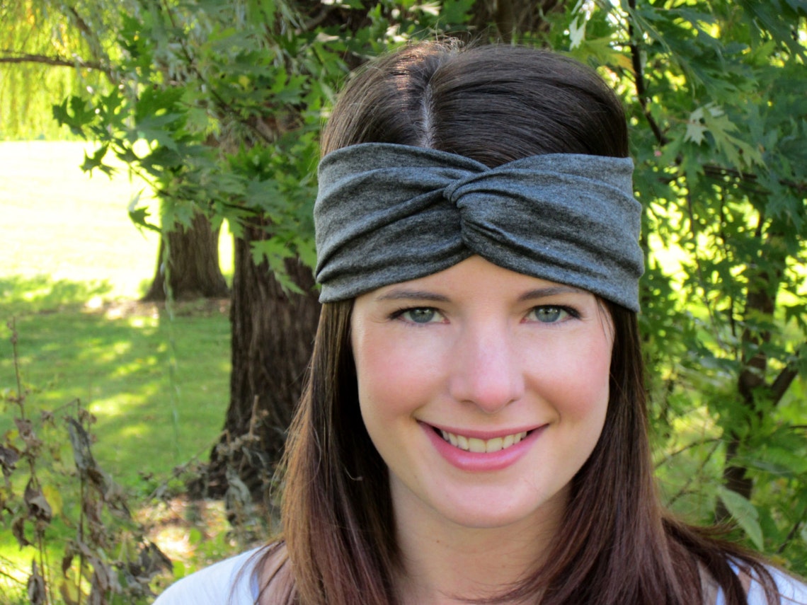 Grey Headband Jersey Headband Workout Clothes Headband Yoga Etsy