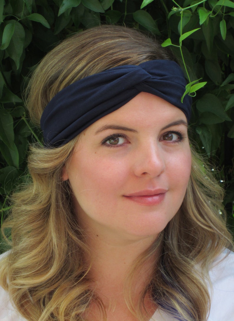 Navy Blue Headband Jersey Turband Headband Soft Stretch Etsy