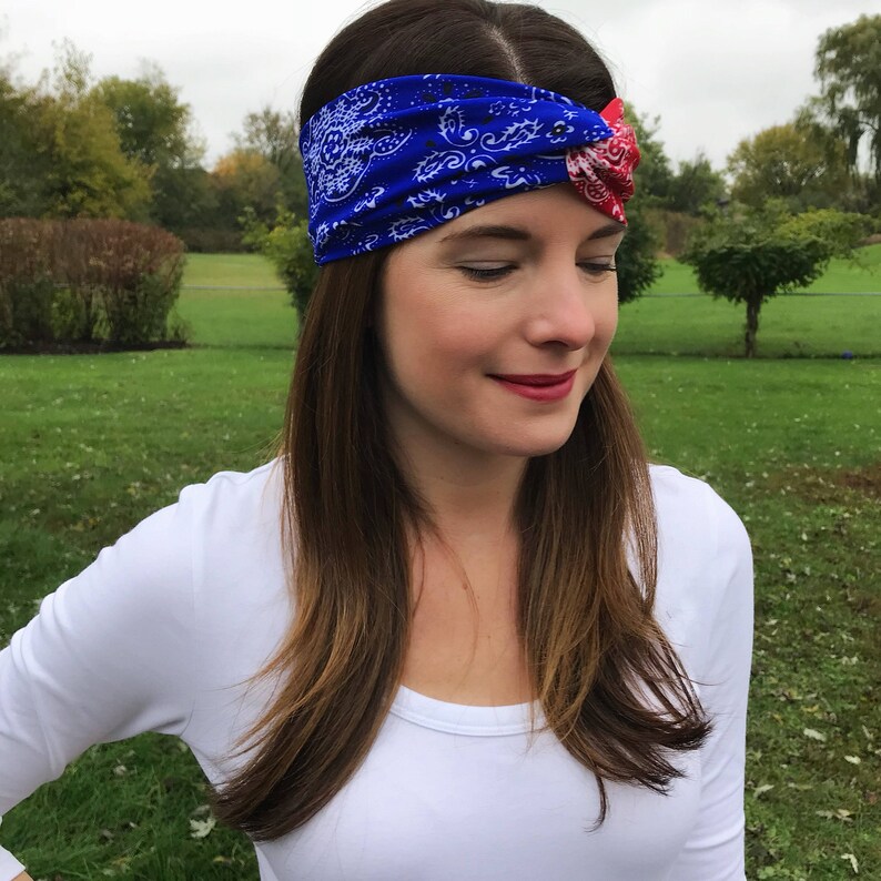 Fourth of July Headband Bandana Headbandblue and Red | Etsy