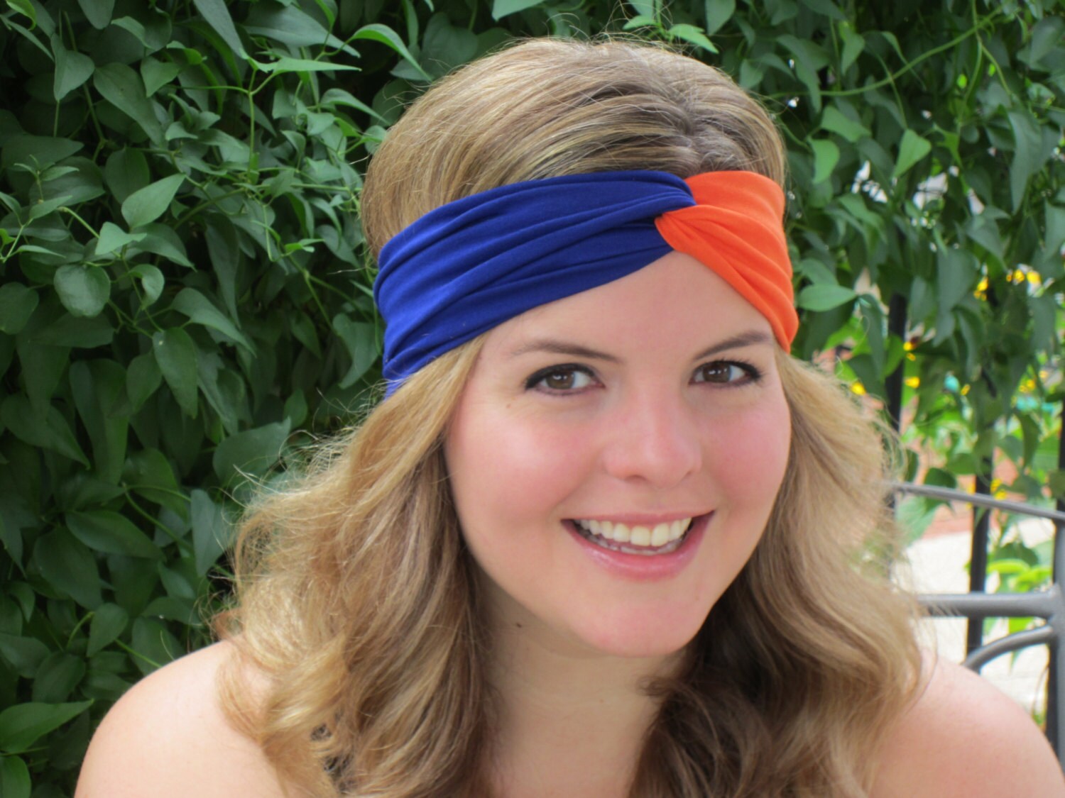 New York Headband Baseball Headband Blue and Orange Turband