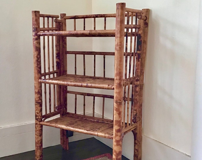 Vintage Bamboo Shelf Folding Shelf Tortoiseshell Bamboo Etsy