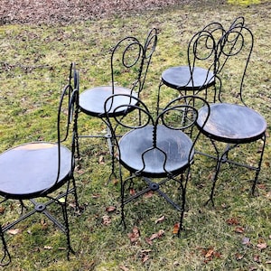 Vintage Twisted Wire Cafe Chairs, Ice Cream Parlor Set of Five