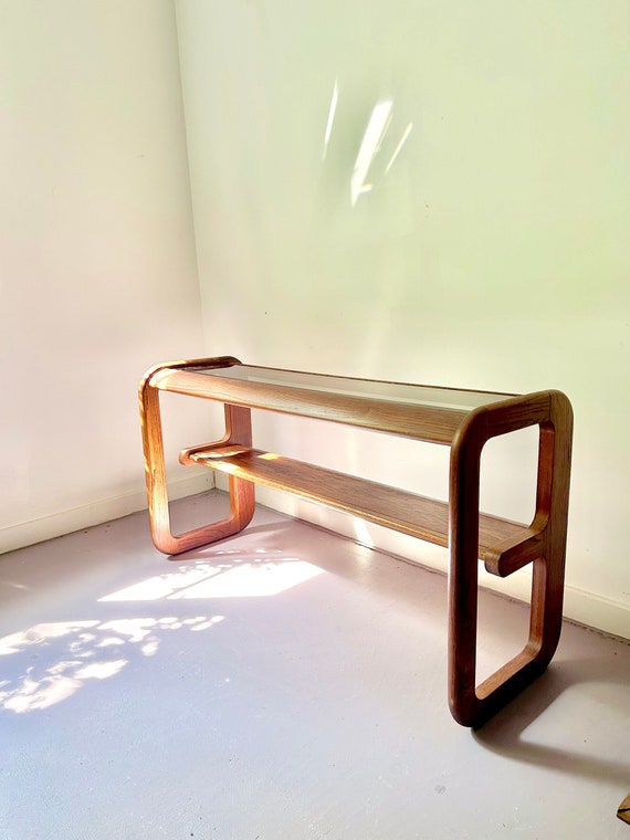 Lou Hodges Mersman Waldron Oak Glass Console Table 1970 s Etsy UK