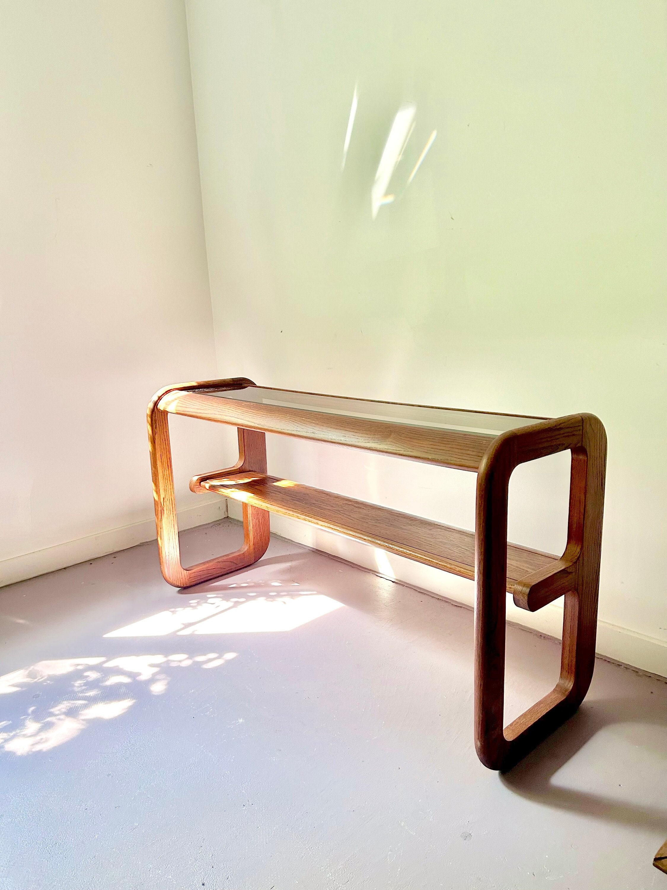 Lou Hodges Mersman Waldron Oak Glass Console Table 1970's - Etsy