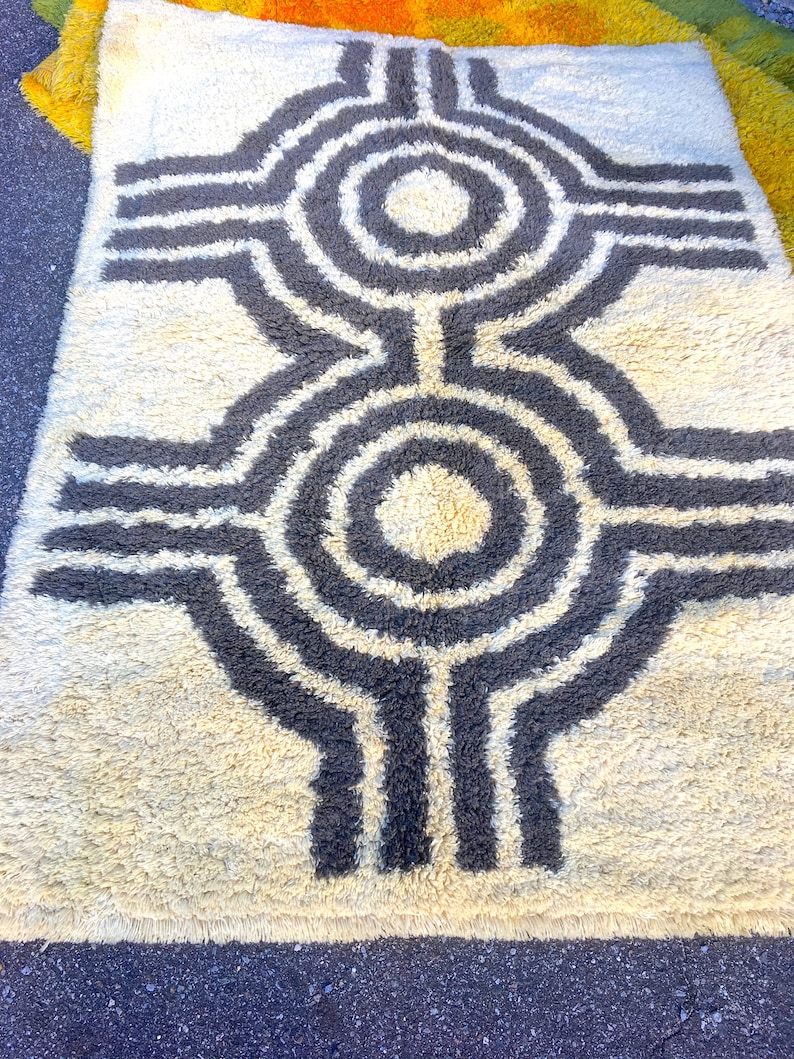 Shag Rug Op Art Rya Rug Shag Carpet Etsy