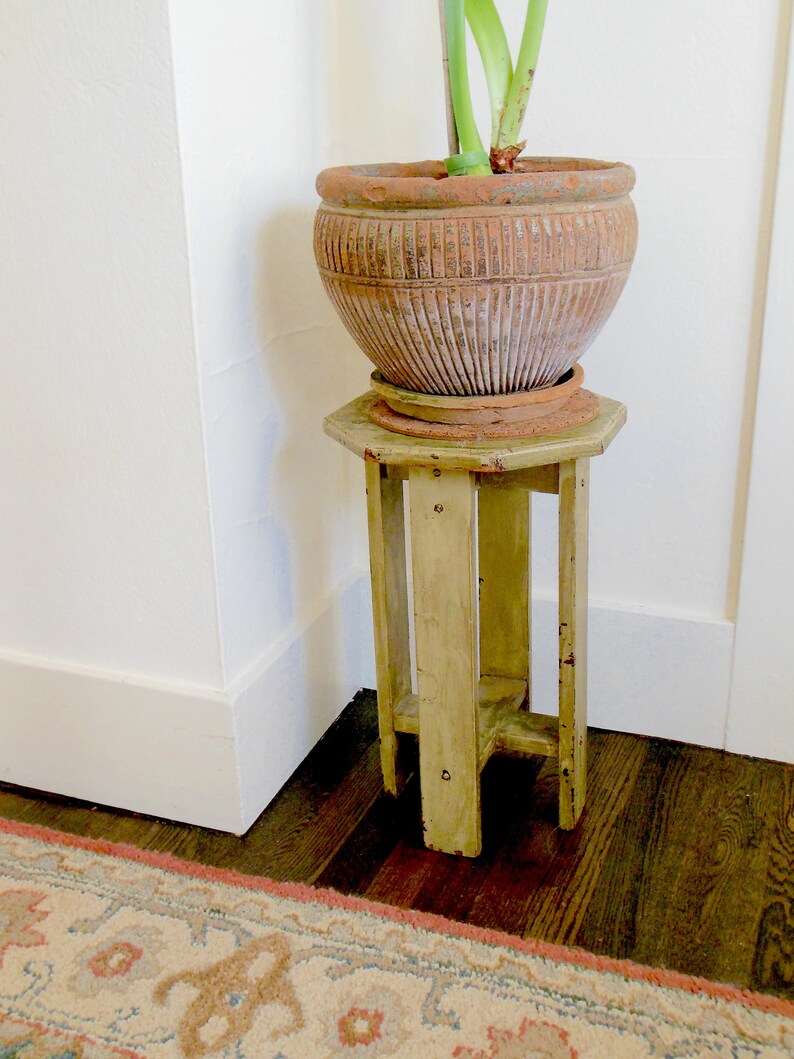 Vintage Plant Stand Mission Style Side Table Shabby Chic