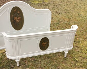 Hand Painted Bed French Provincial Style Bed Shabby Chic Twin Bed