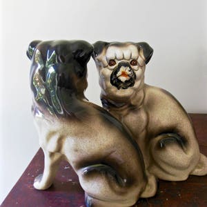Vintage Pug Pottery Dog Figurine Pugs Staffordshire Style