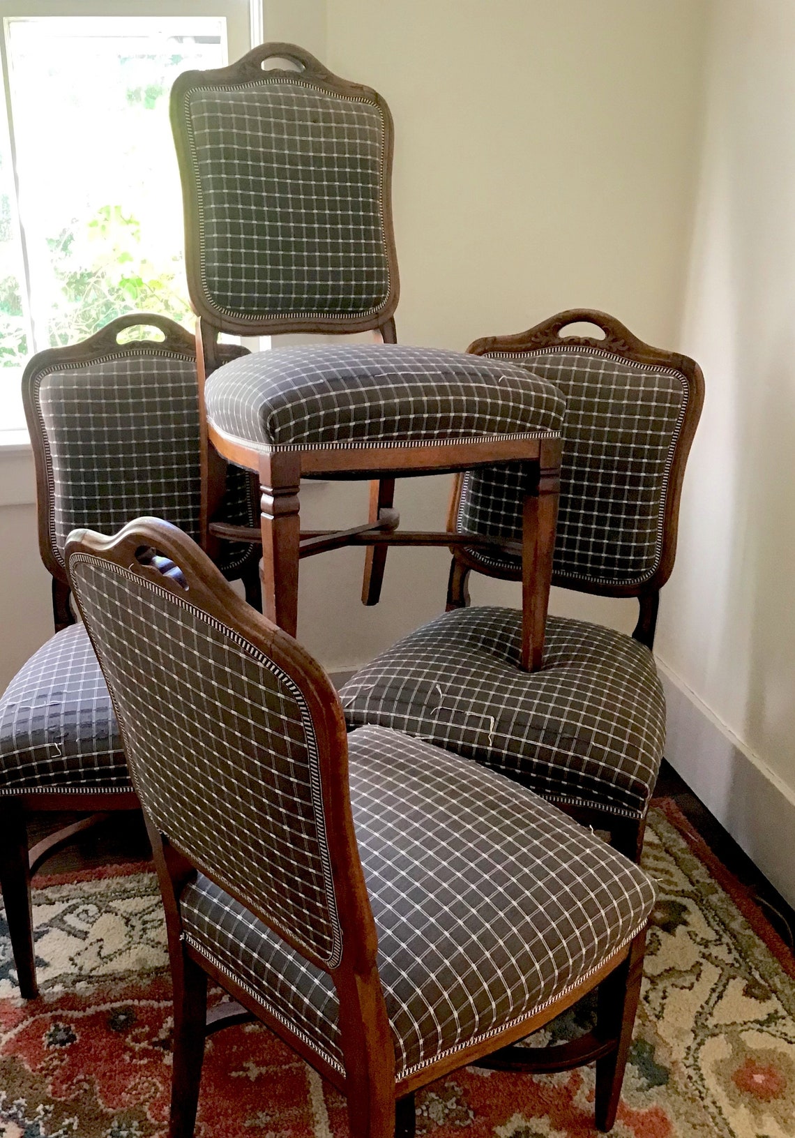 French Provincial Dining Chairs Set of 4 Country French Upholstered