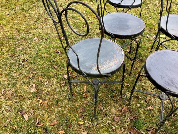 Bistro Chair Set Ice Cream Parlor Chair Set Twisted Wire Vintage Cafe Chairs Set of Five Etsy