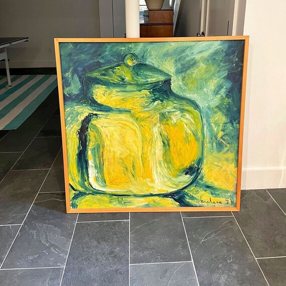 Vintage Expressionist Oil Painting, Still Life Art (Signed)