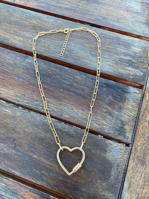 Heart Charm Paper Clip Chain Necklace main image 1