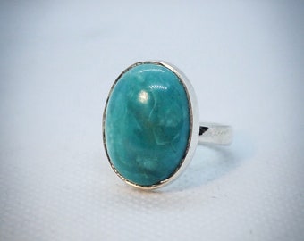 Adjustable Sterling Silver Turquoise Ring (size 5-8) Arizona mined turquoise