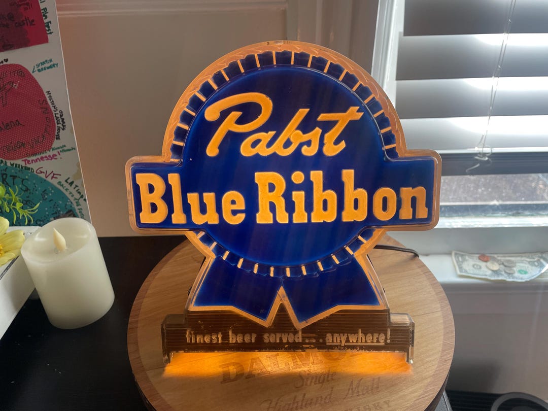 CIRCA 1950s PBR Sign: Vintage 50s Pabst Blue Ribbon Beer Lighted