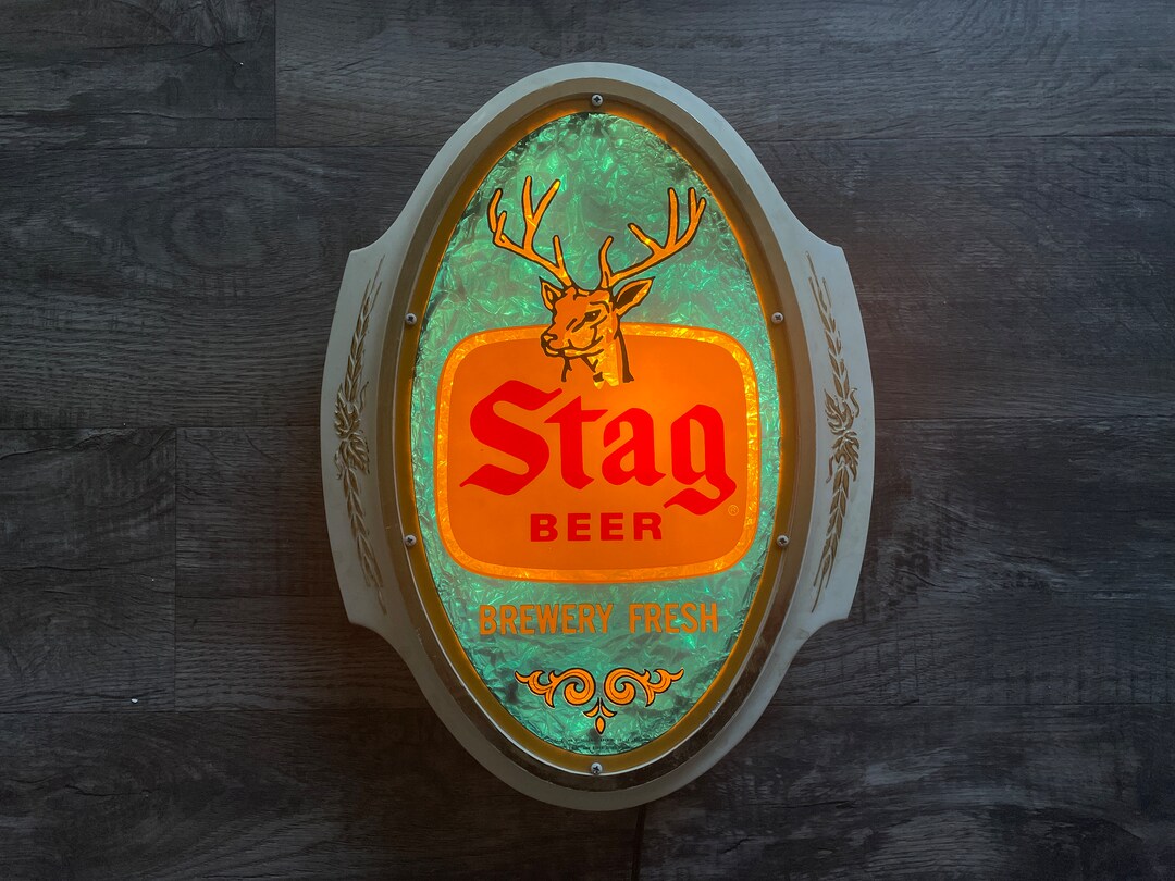 ORIGINAL LOGO Vibrant Color Breweriana Rare Stag Beer Sign Etsy