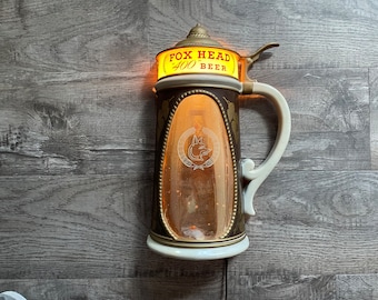 SCARCE 1940s BREWERIANA Lighted Vintage Fox Head 400 Beer Mug Sign WORKS!