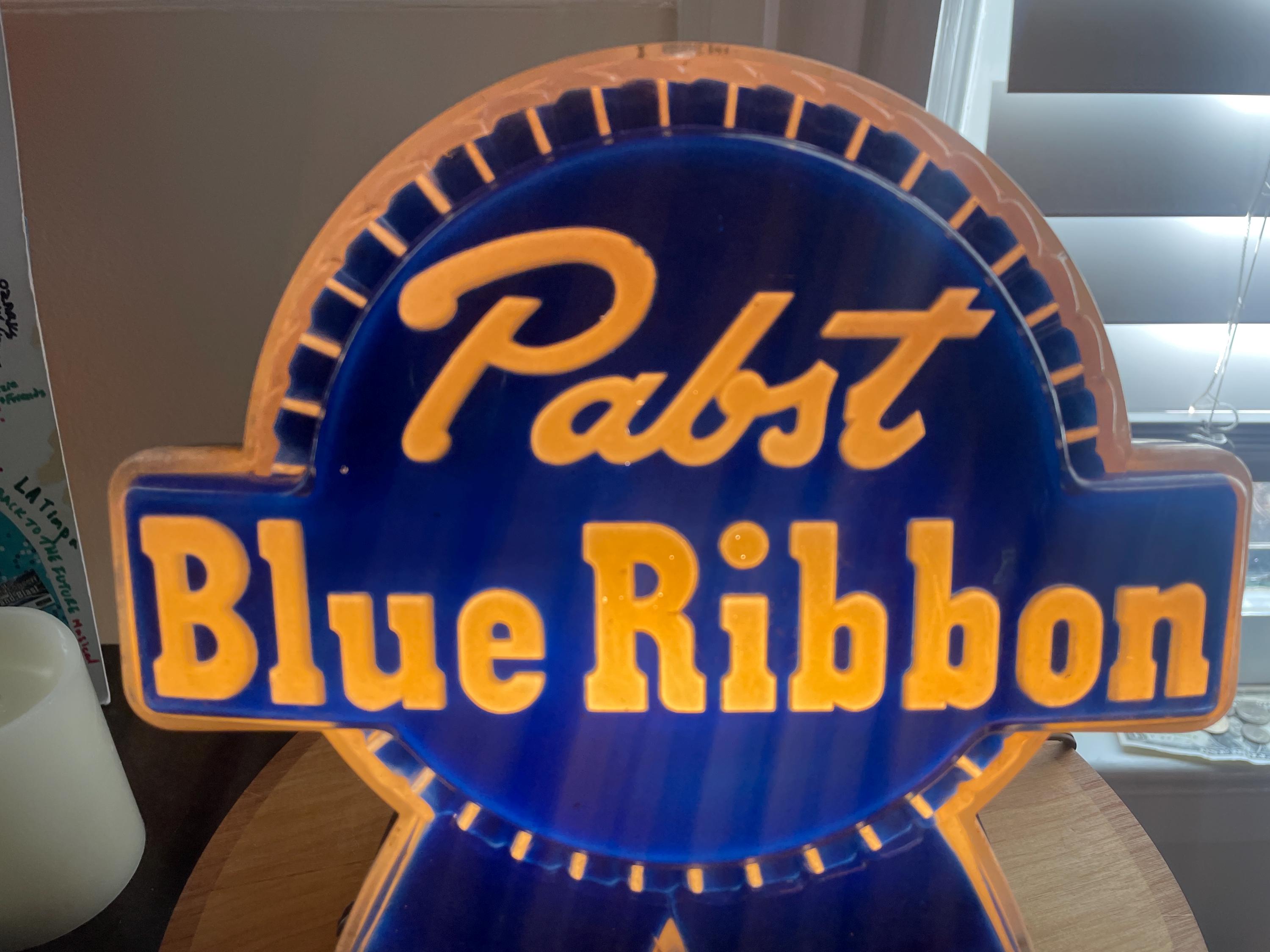 CIRCA 1950s PBR Sign: Vintage 50s Pabst Blue Ribbon Beer Lighted