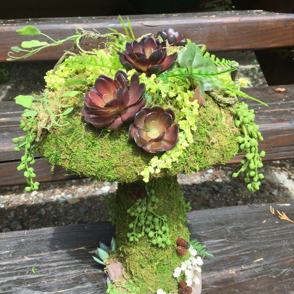 Garden toadstool/mushroom, fairy garden, unique home, spring garden, fairies