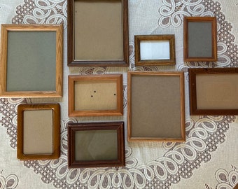 Gallery wall set mixed wood frames up to 8x10” light dark medium and natural finishes