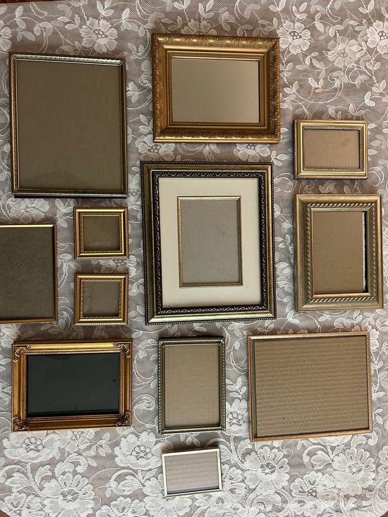 Gallery wall set gold silver tone wood frames resin frames faux wood frames zdjęcie 2