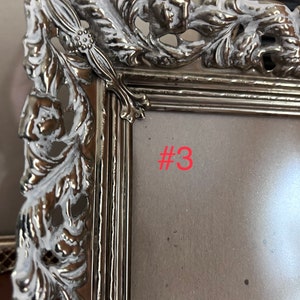 8x10 5x7 gold brass color metal vintage frames Filagree Lattice Work Corner Caps Open Pattern easel back table top wall hanging 3