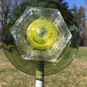 glass garden art, up-cycled glass flowers, vintage glass flower garden art, birthday gift, mother's day gift, spring flowers image 1