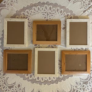 Zes 8 x 10&quot; houten lijsten galerijwandset esdoorn lijsten verweerde witte afwerking fotoweergave fotokunstgalerie