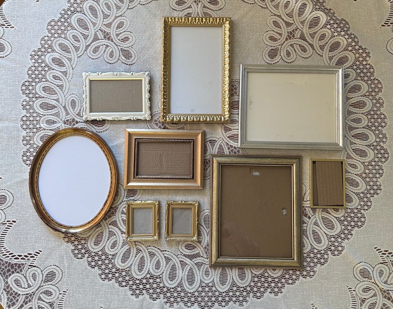 Gallery wall set gold silver tone wood frames resin frames faux wood frames 画像 8