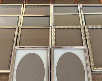 Vintage double metal frames 5x7 hinged bi-fold table-top or wall hanging