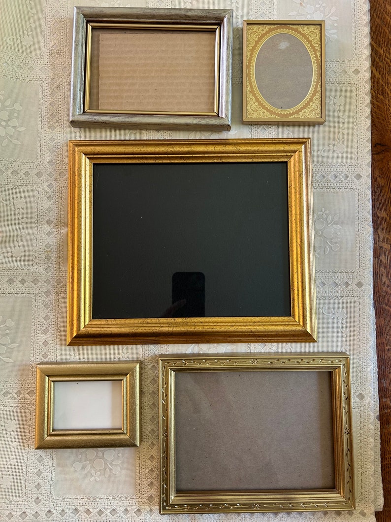 Gallery wall set gold silver tone wood frames resin frames faux wood frames 画像 7