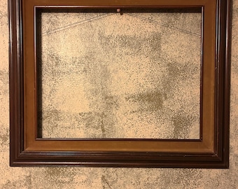 Large wood wooden frame 16x20 walnut with velvet matting rabbet 4” wide