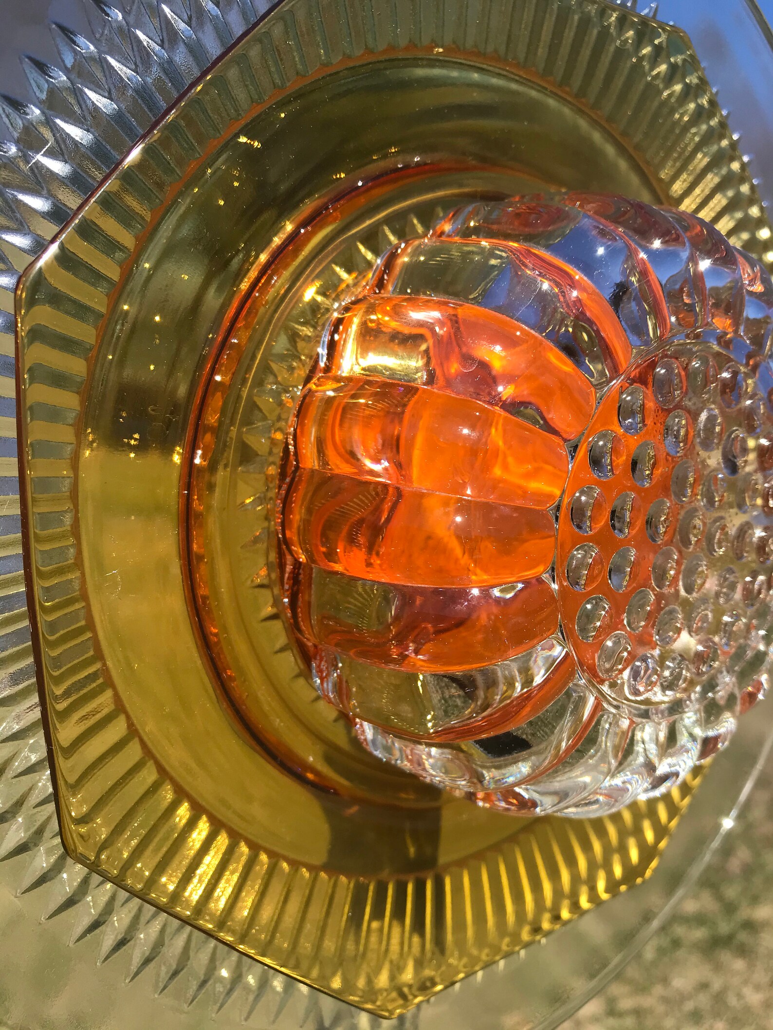 Glass Garden Art Upcycled Glass Flowers Vintage Glass Etsy