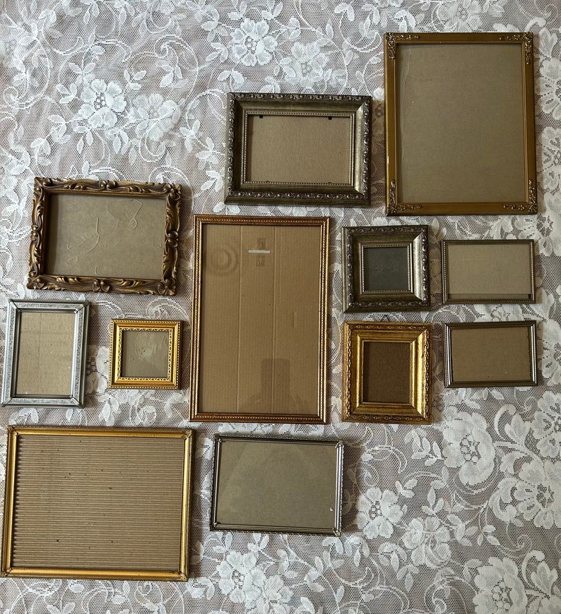 Gallery wall set gold silver tone wood frames resin frames faux wood frames zdjęcie 5