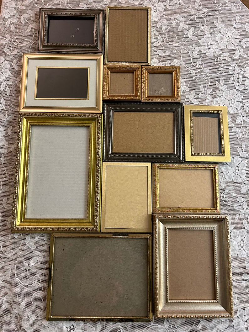 Gallery wall set gold silver tone wood frames resin frames faux wood frames image 3