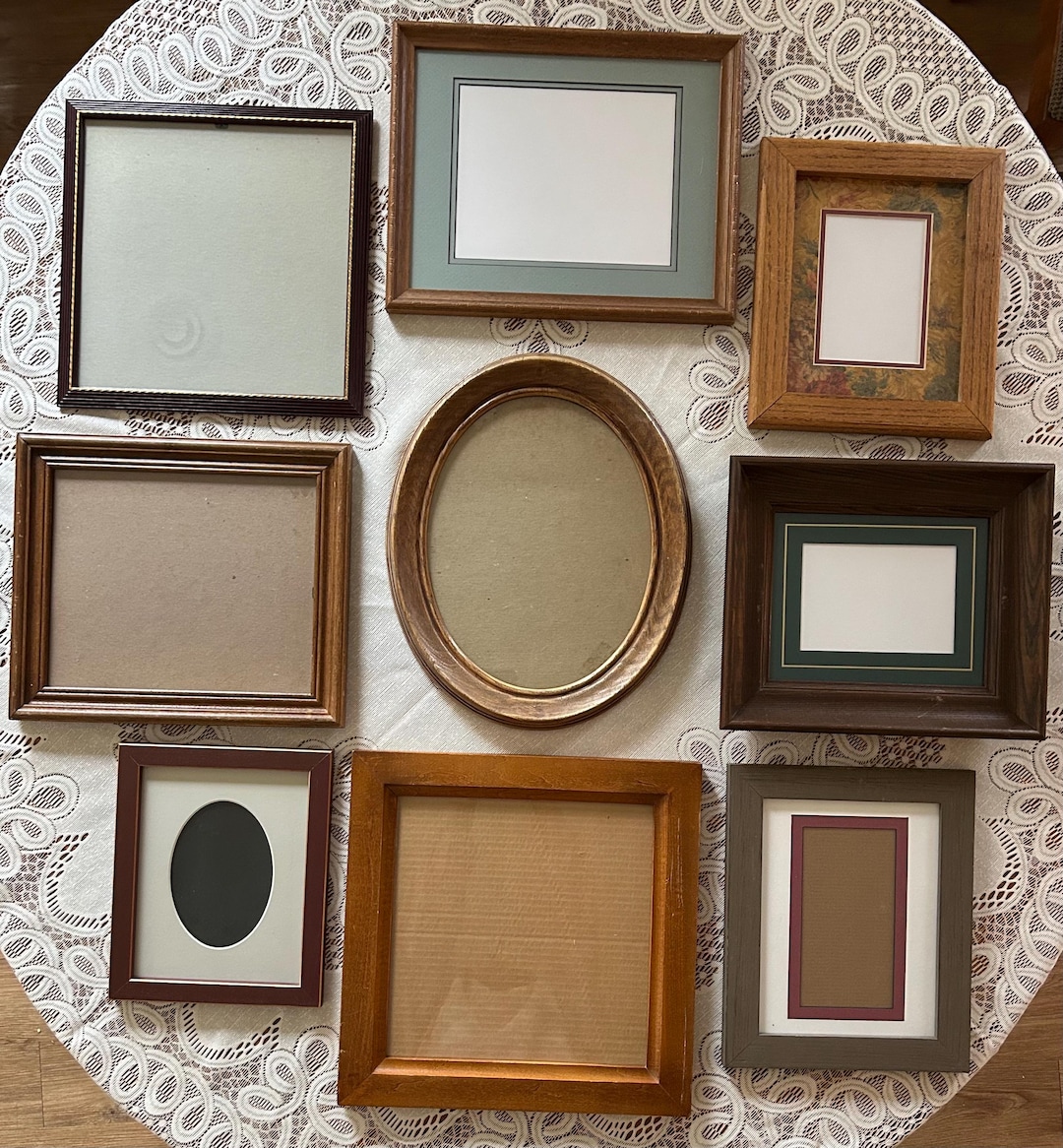 Gallery Wall Frames 9 Piece Set 8x10 and Larger Wood Rustic Cottage ...