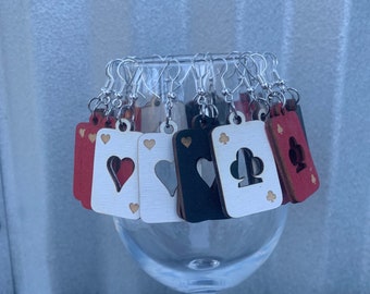 Playing Card Wooden Earrings