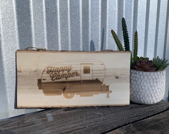 Happy Camper/RV  Wall Decor Live Edge Bark Sign