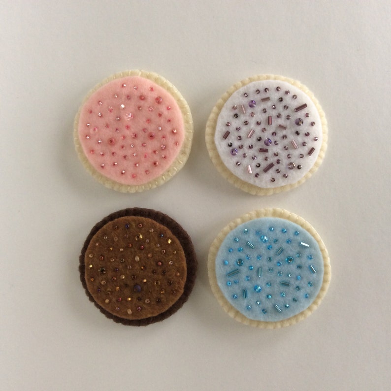 4 Felt Glitter Cookies  Valentine's Day Felt Cookie image 2