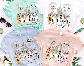 Personalized Mickey and Friends Castle Disney Birthday Boy, Girl Tshirt, WDW Disneyland Family Birthday Trip Gildan Comfort Colors shirt
