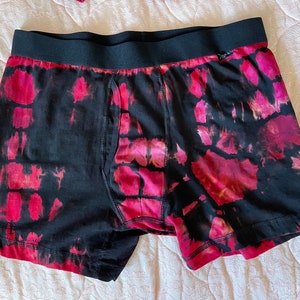 Reverse Tie-Dye, Ice-Dyed Boxer Briefs with Heart Design Size L