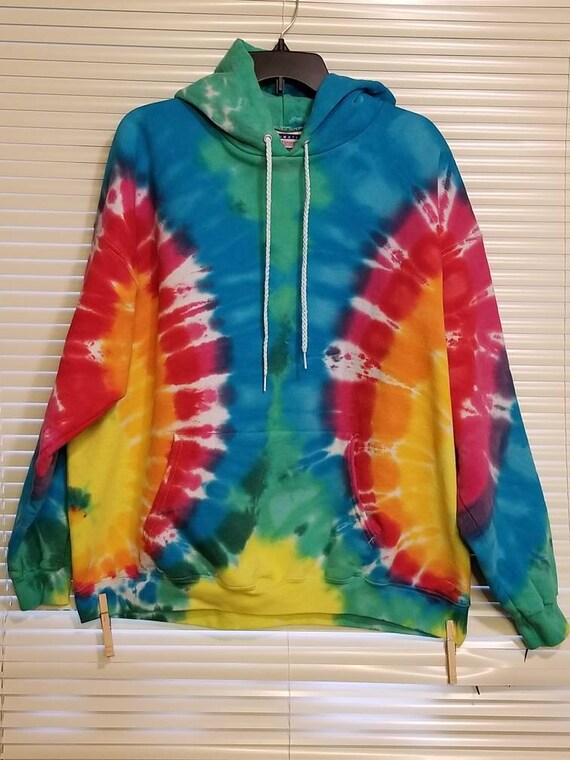 rainbow tie dye hoodie mens