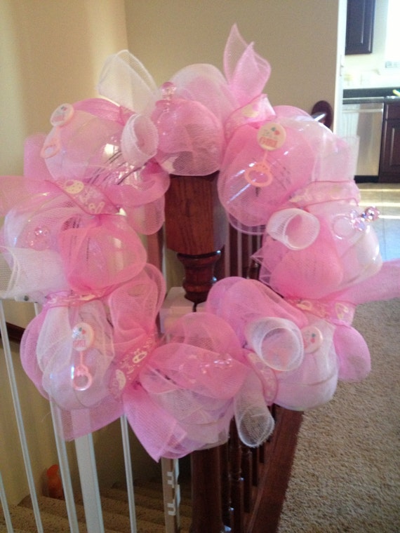 Items similar to Baby Girl Deco Mesh Wreath on Etsy