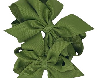 Moss hair bow, hair bow for girls, boutique hair clip, gifts for girls, birthday hair bow, big hair bow